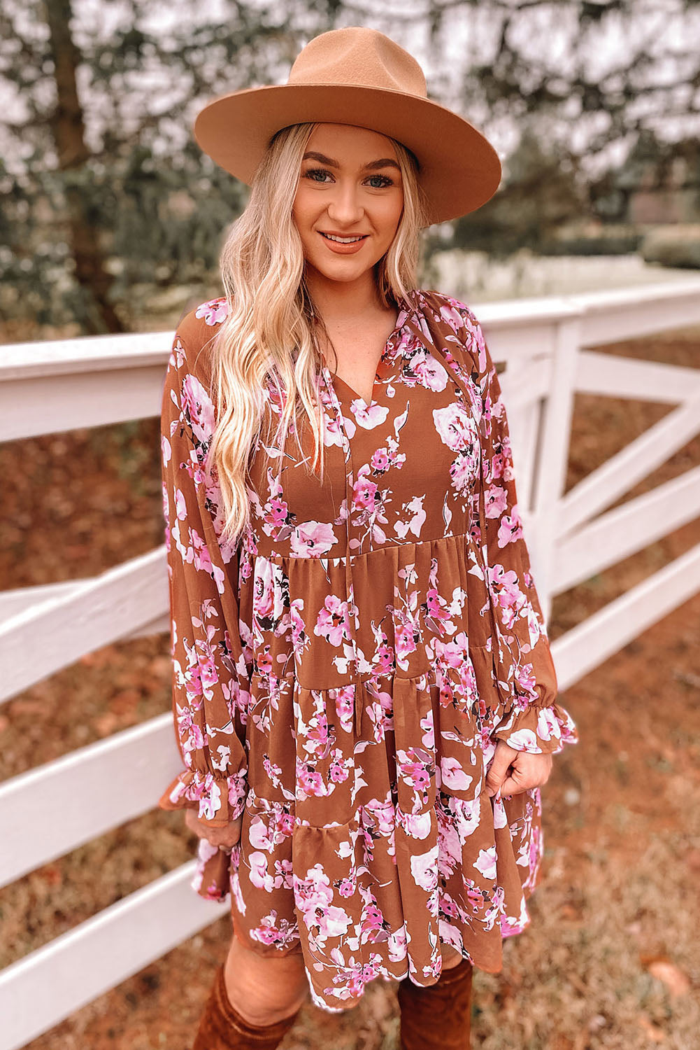 The Fall Floral Tiered Dress