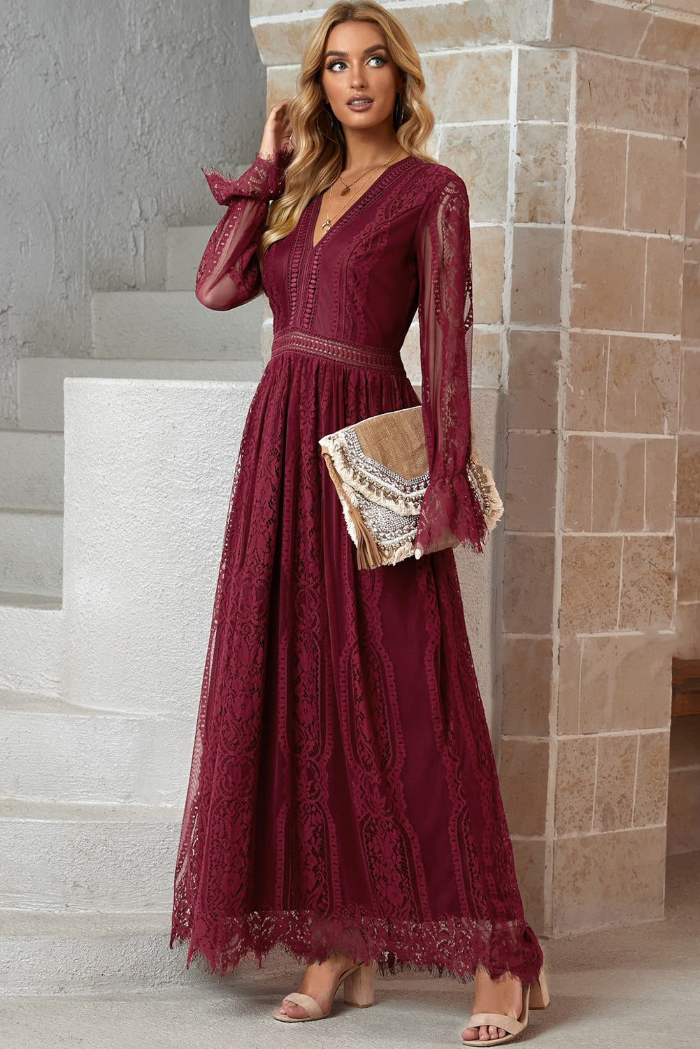 The Long Sleeved Lace Maxi