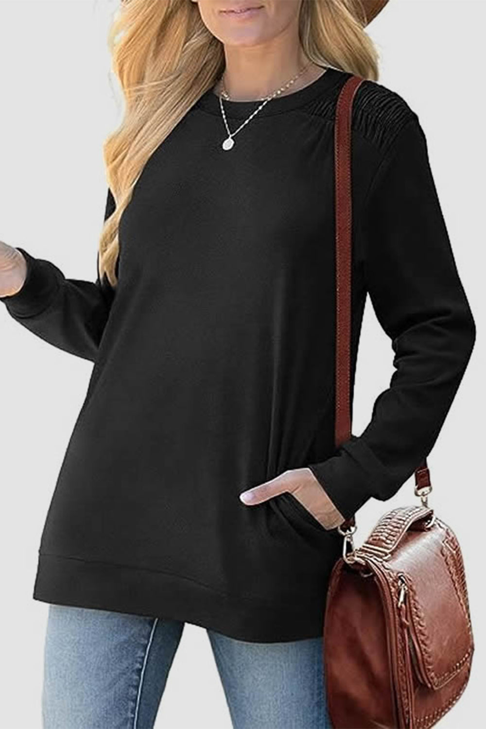 The Ruched Round Neck Sweatshirt