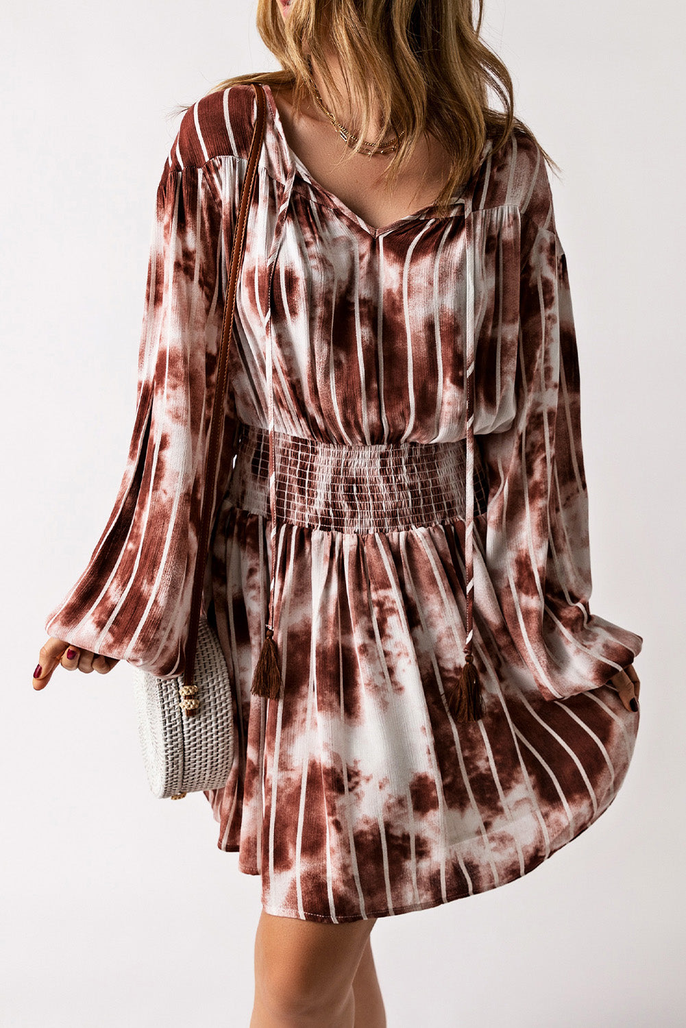 The Tie-Dye Smocked Waist Balloon Sleeve Dress