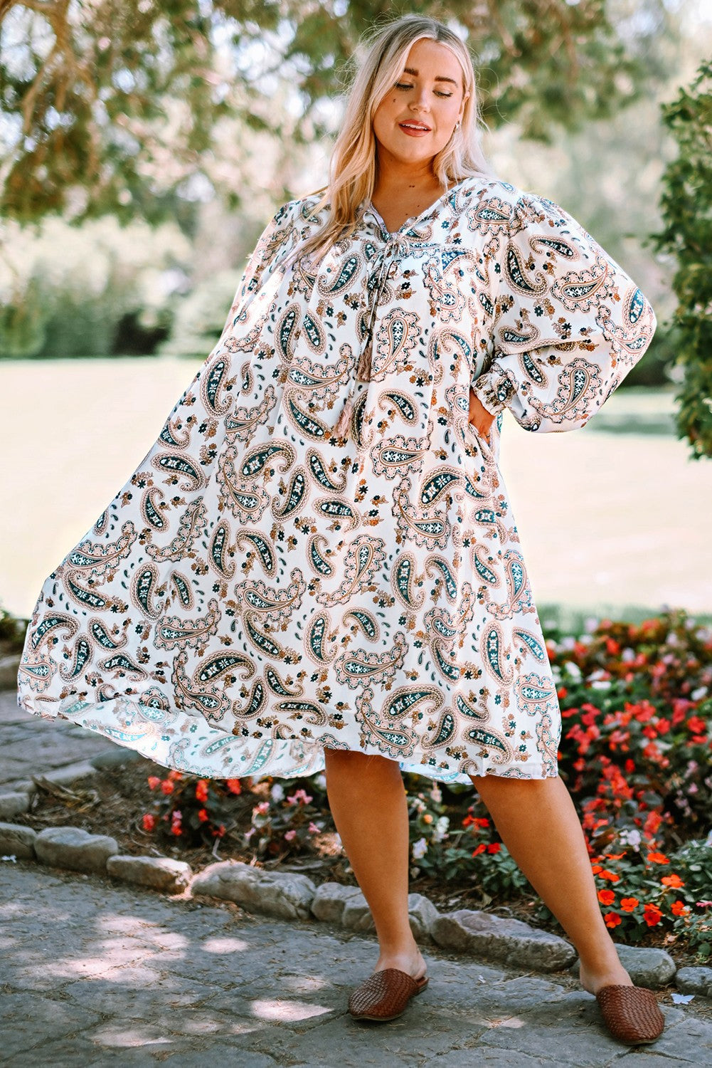 The Paisley Print Puff Sleeve Dress