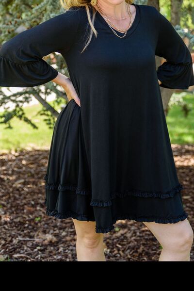 The Perfectly Plus Size Frill Trim Flounce Sleeve Dress