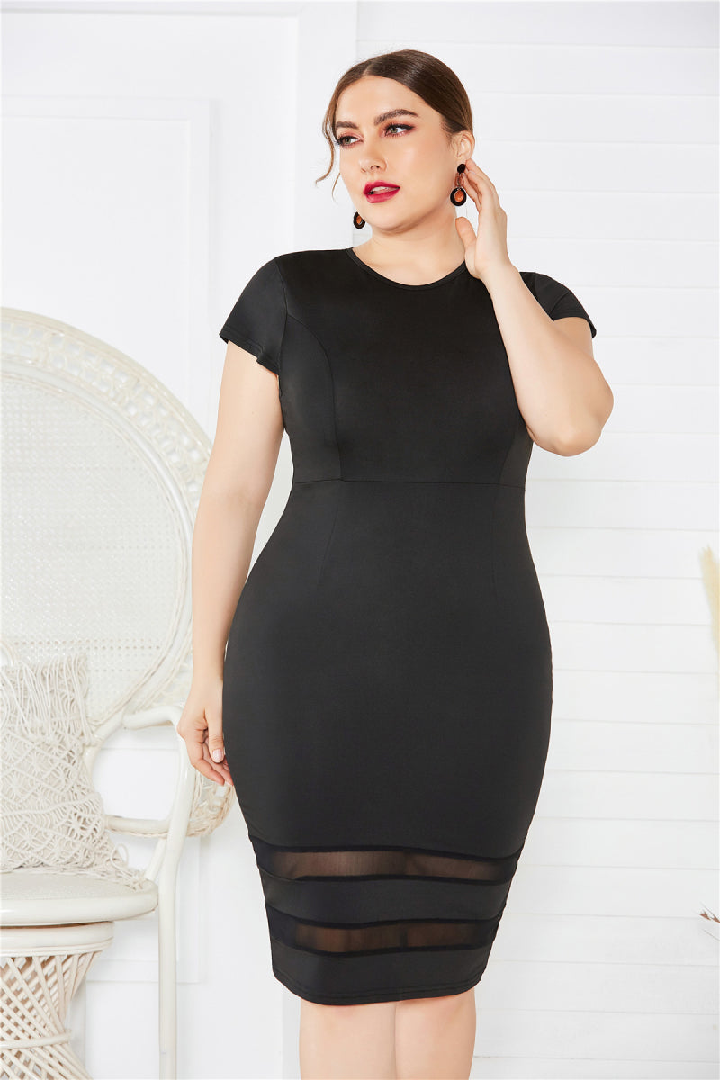 The Little Black Mesh Detail Midi Dress