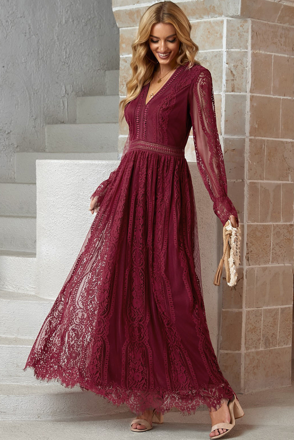 The Long Sleeved Lace Maxi