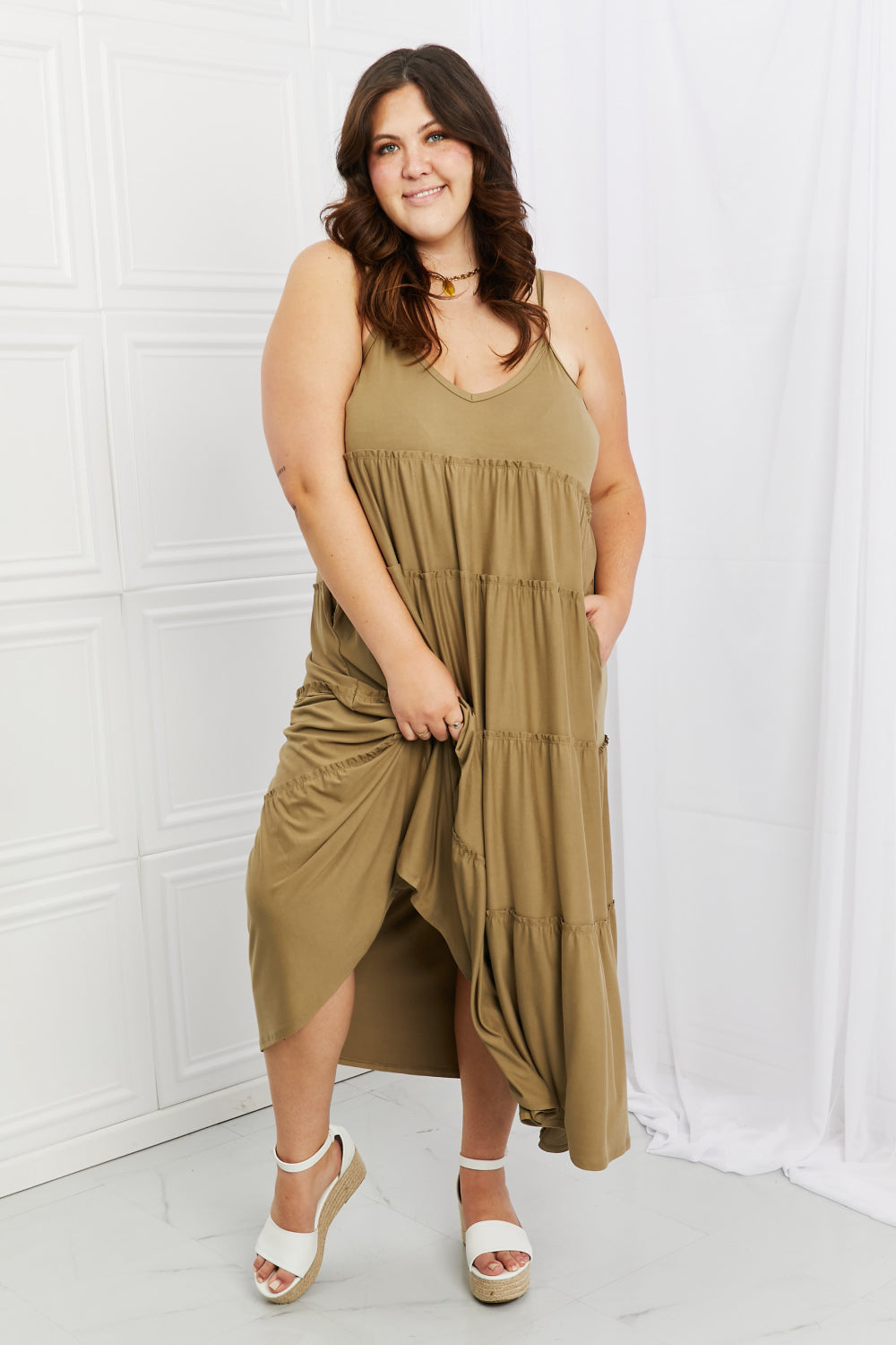 The Khaki Tiered Maxi with Pockets