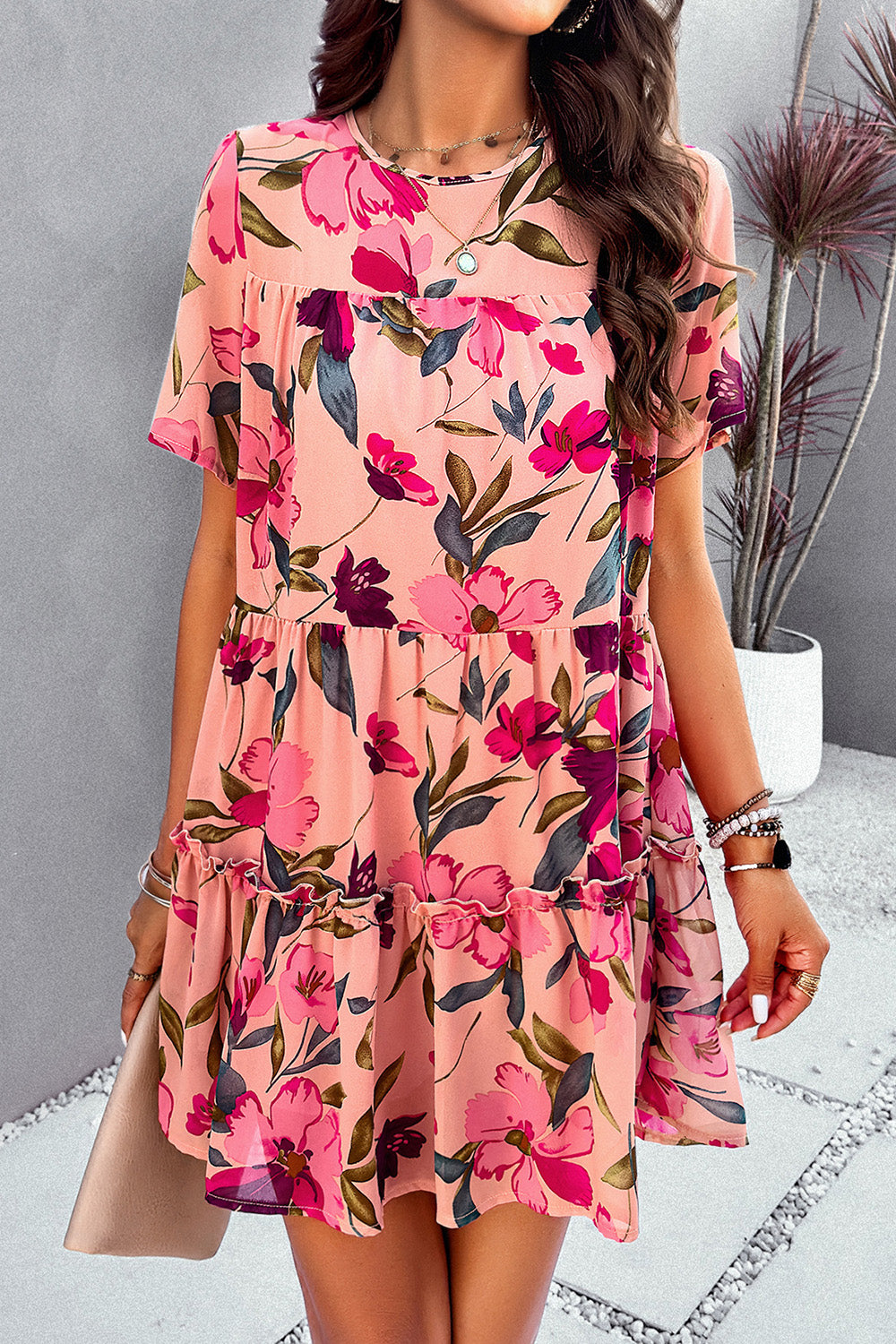 The Floral Printed Tie Back Mini Dress