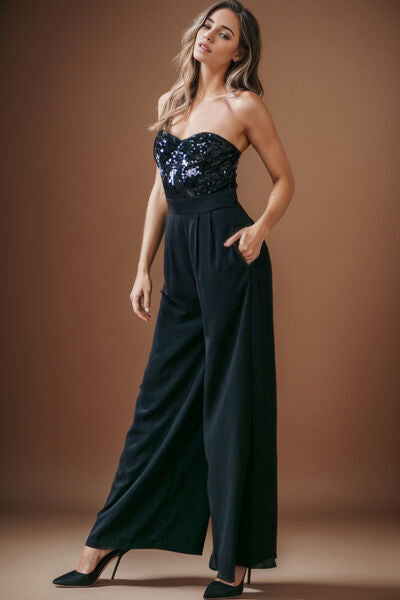 The Sequin Tube Wide Leg Jumpsuit