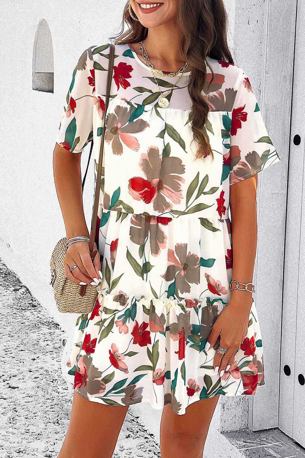 The Floral Printed Tie Back Mini Dress