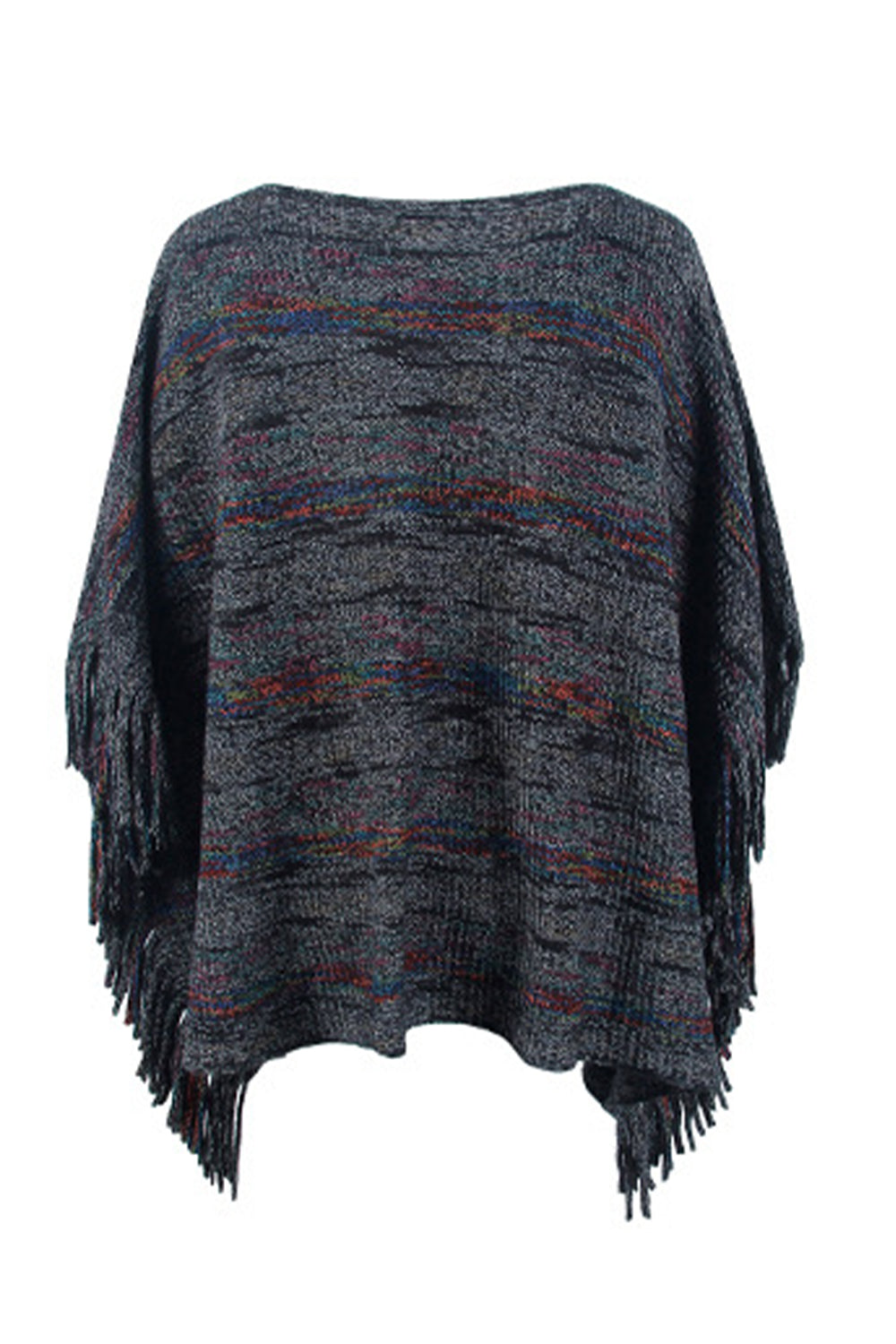 The Round Neck Fringe Detail Sleeve Poncho