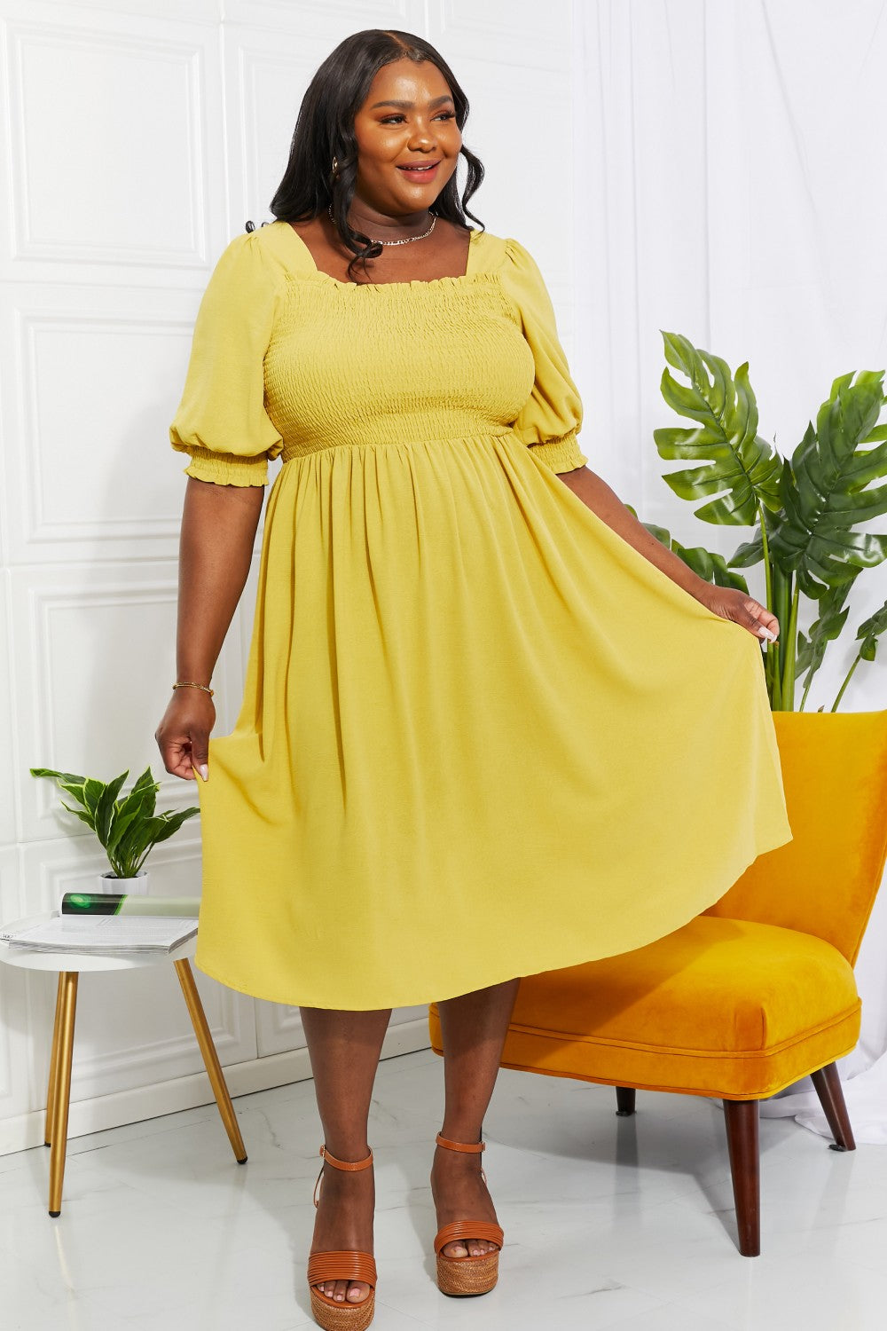 The Love You Forever Square Neck Midi Dress